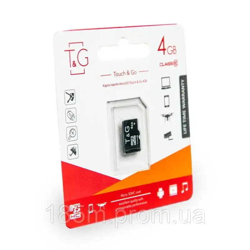 Карта пам'яті microSDHC T&G 4GB class 10 (без адаптера), фото 1