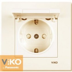 Розетка з ЗК, шторками і кришкою Крем Karre Viko, 90960112