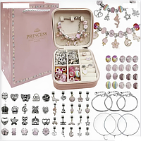 Набір для творчості та створення браслетів Pandora в подарунковій скриньці, дитяча біжутерія подарунок для дівчинки