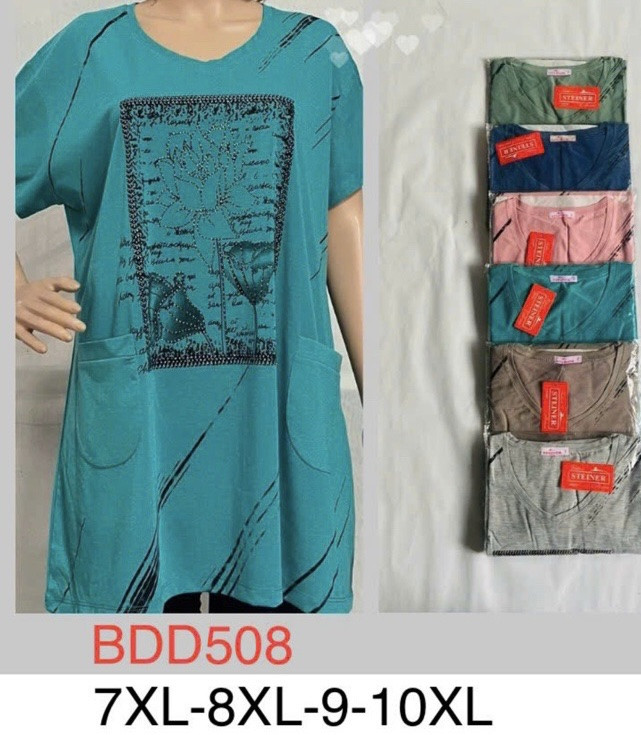 Туніка жіноча бавовна розмір супербатал 7XL-10XL (62-70) Мікс колір (від 5 шт.)