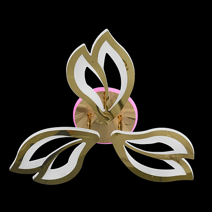 Світлодіодна стельова люстра "Три пелюстки" з RGB-підсвіткою основи, 60 Вт, золото, фото 1