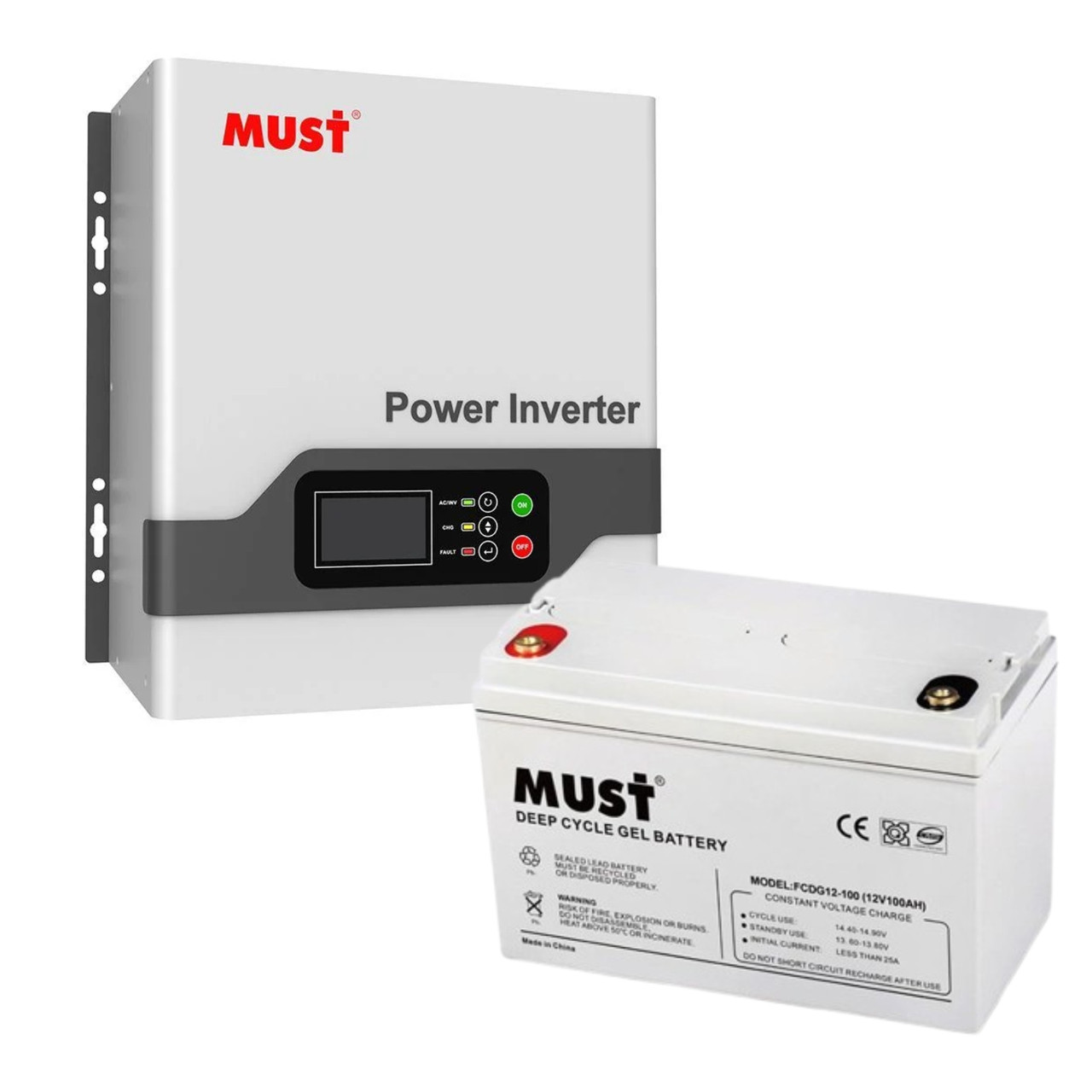 Резервний комплект з інвертором (ДБЖ) Must EP20-1000 PRO та АКБ Must FCDG12-100 Deep cycle 12V 100AH Gel, фото 1