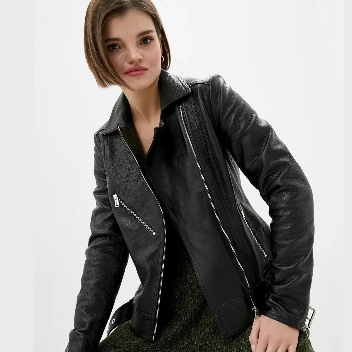 Базова косуха жіноча VK з натуральної шкіри чорна (Арт. PLAT201-2) 48, фото 1