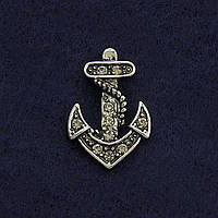 Брошка на закрутці "Якір" 2см сірий метал купити біжутерію дешево оптом в інтернеті