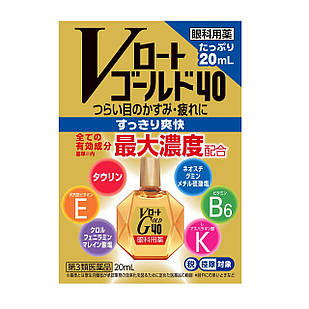 Rohto Gold 40 Краплі з вітамінами В, Е та таурином, індекс свіжості 5, 20 мл. До 04/2028