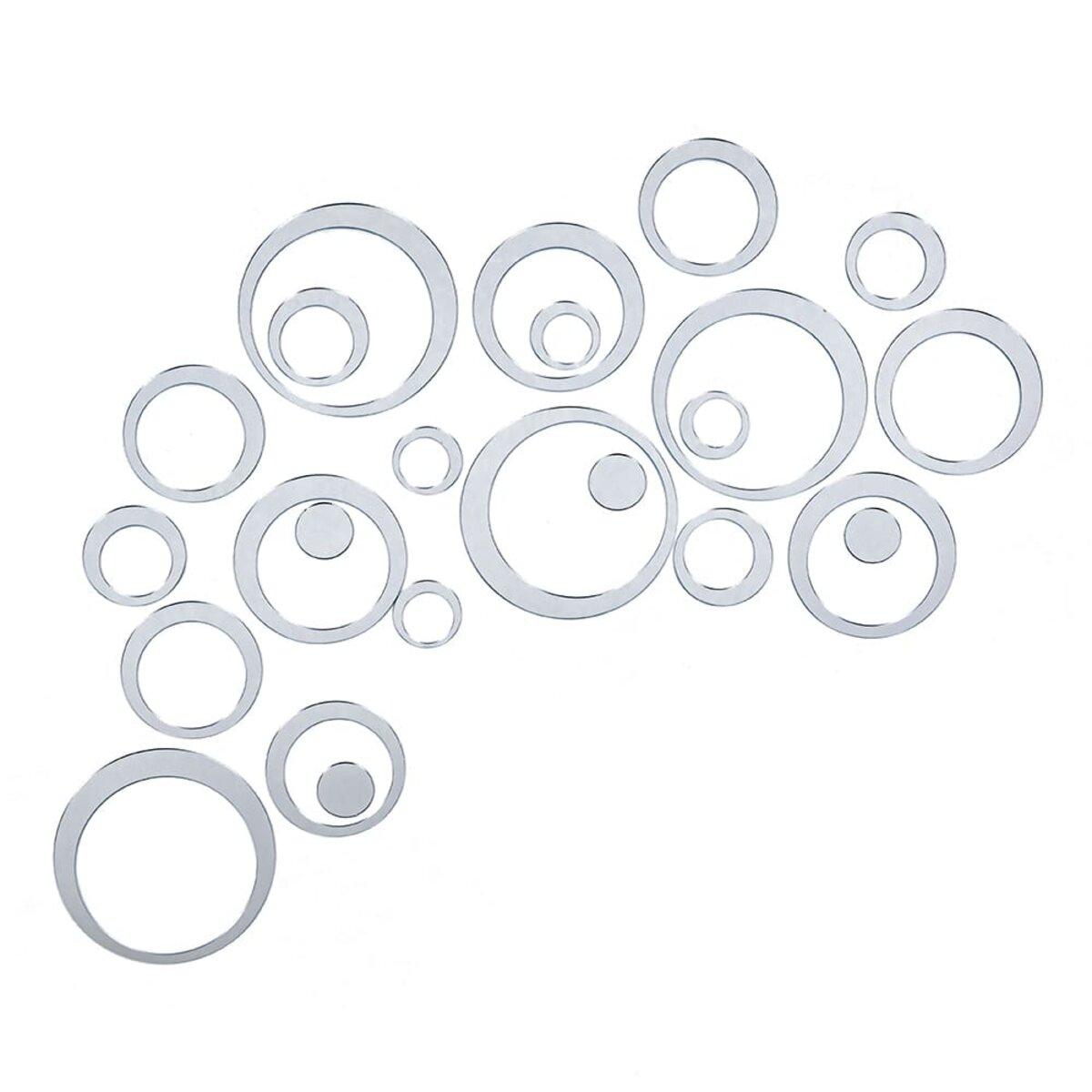 Дзеркальний декор акриловий самоклеючий срібло, Кільця-М 24 шт товщина 2 мм (205х810)