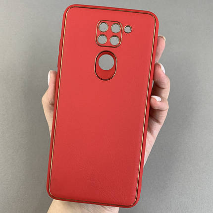 Чохол для Xiaomi Redmi Note 9 шкіряний щільний матовий чохол на телефон сяомі редмі нот 9 червоний l8f, фото 1
