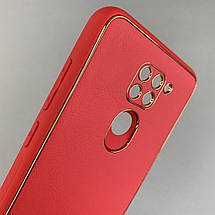 Чохол для Xiaomi Redmi Note 9 шкіряний щільний матовий чохол на телефон сяомі редмі нот 9 червоний l8f, фото 4