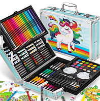 Голубой чемодан для рисования. Набор для рисования и творчества. Чемодан для рисования и творчества GIF