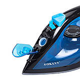 Ручна парова праска 1600 Вт із керамічним покриттям для одягу Синій Sokany SK-11005, фото 8