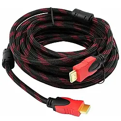 Кабель HDMI-HDMI 15м, з посиленою обмоткою та фільтрами / HDMI шнур / HDMI провод від комп'ютера до телевізора