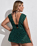 Купальник жіночий роздільний 52 чорний з тунікою-сукня зелена леопард, фото 4