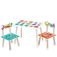 Дитячий дерев'яний столик і 2 стільчики Фігури M 501-4