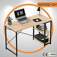 Комп'ютерний Стіл Лофт з Поличками 120 x 52 х 75 см MarkAdler Leader 2.0 Loft Офісний Письмовий Стіл для Ноутбуку Дуб Сонома