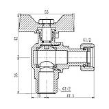 Кран кульовий Thermo Alliance Forte для води кутовий з накидною гайкою 1/2"ВЗ SF224W15, фото 3