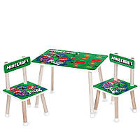 Дитячий дерев'яний столик і 2 стільчики MINECRAFT M 501-7