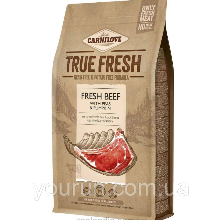 Carnilove True Fresh Bef корм для дорослих собак з яловичиною, 4кг, фото 1