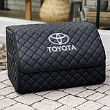 Органайзер у багажник з логотипом Toyota з екошкіри, чорний, 50 см, сумка-органайзер в авто, фото 3