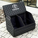 Органайзер у багажник з логотипом Toyota з екошкіри, чорний, 50 см, сумка-органайзер в авто, фото 2