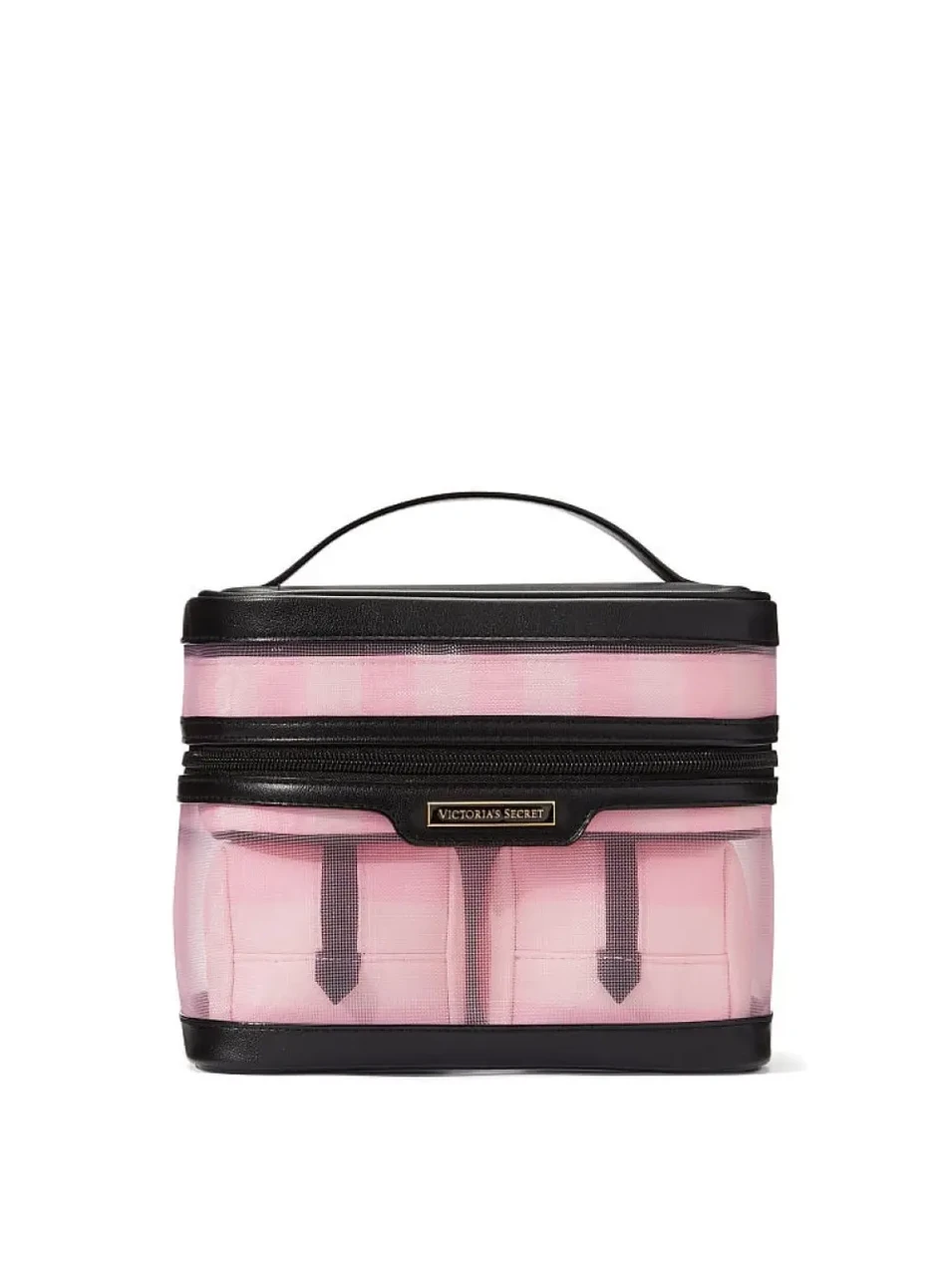 Набір Косметичок Victoria's Secret 4-in-1 Train Case Iconic Stripe Mesh, у рожеву смужку