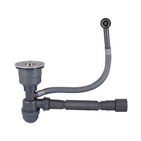 Сифон для кухонної мийки Lidz LK17, випуск 115 мм, колбовий з круглим переливом (выход гофра 40/50мм)