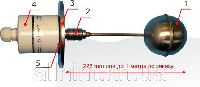 Поплавковый датчик уровня жидкости двухпозиционный ДРУ-1ПМ - фото 2 - id-p459174919