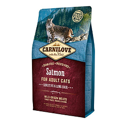 Carnilove Cat Salmon Sensitive & LongHair з лососем для дорослих кішок з чутливим травленням 2кг
