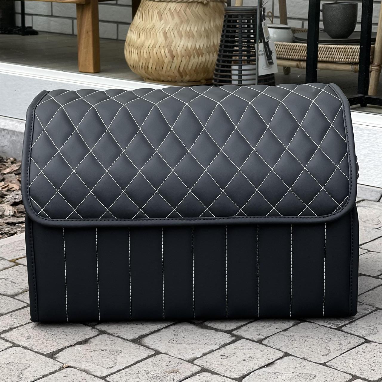 Преміум органайзер у багажник, чорний з білою ниткою, 50 см, фото 1