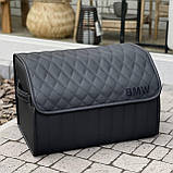 Преміум органайзер у багажник з чорною вишивкою BMW, чорний, 50 см, фото 2