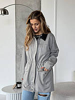 Весняна подовжена куртка парка з кишенями жіноча