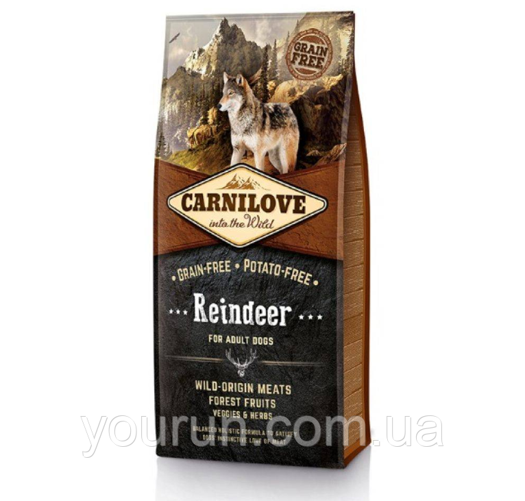 Carnilove Adult Raindeer з м'ясом північного оленя для дорослих собак всіх порід 12кг