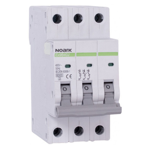 Автоматичний вимикач 40,5mm Noark Slim 6кА х-ка B 20А 3P Ex9B40J 110748