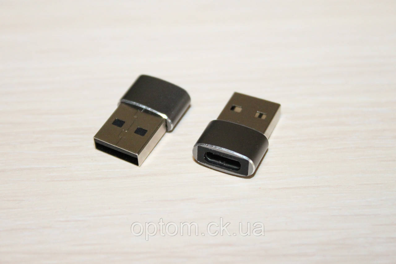 Перехідник PD (USB на Type-C (F) залізний Grey, фото 1