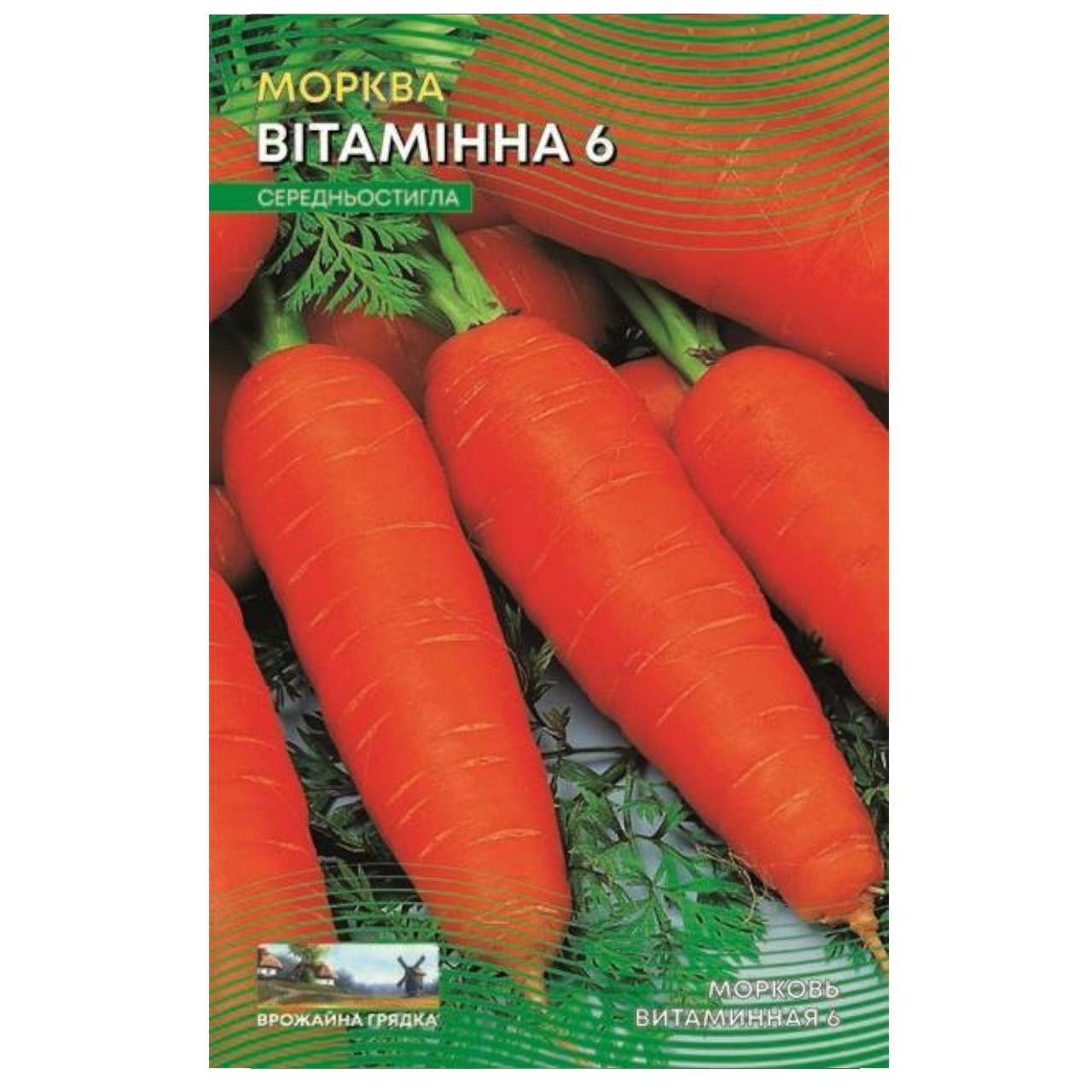 Насіння Морква Вітамінна 6 середньостигла 10 г великий пакет, фото 1