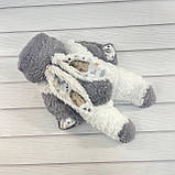 Комплект Зайчата конверт + комбінезон для новонароджених, білий із сірим, фото 2