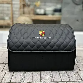 Преміум органайзер у багажник з вишивкою Porsche, чорний, 50 см