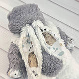 Комплект Зайчата конверт + комбінезон для новонароджених, білий із сірим, фото 5