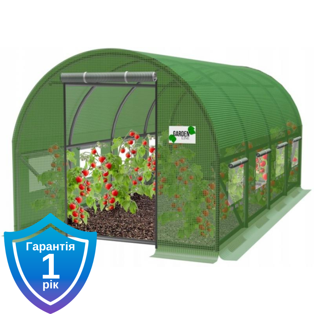 Теплиця парник плівкова Garden Line TUN5606 10м2 з вікнами 4х2.5х2м зелена