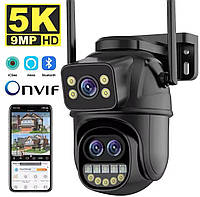 Уличная Wi-FI IP Камера видеонаблюдения 9MP ICSEE поворотная бинокулярная с тремя объективами 8Х зум BVS