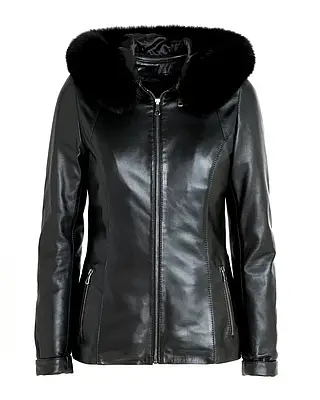 Шкіряна куртка на хутрі VK з капюшоном зимова (Арт. PRM202) 46