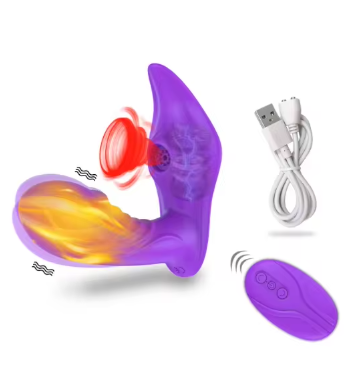 Вакуумний вібратор 2в1 з підігрівом 10 режимів з пультом дистанційного керування стимулятор клітора фіолетовий