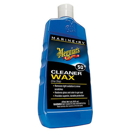Однокроковий очисний віск для човнів — Meguiar`s Marine/RV One Step Cleaner Wax Liquid 473 мл. (M5016), фото 1