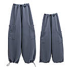 Підліткові штани карго з кишенями для дівчинки двунитки, фото 4