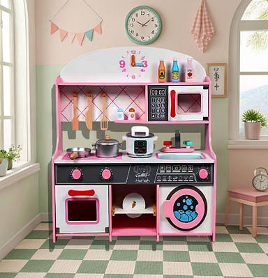 Великий дитячий кухонний набір Кухня дівчинці Піч мийка пралка пралка посуд Іграшка для розвитку моторики та логіки