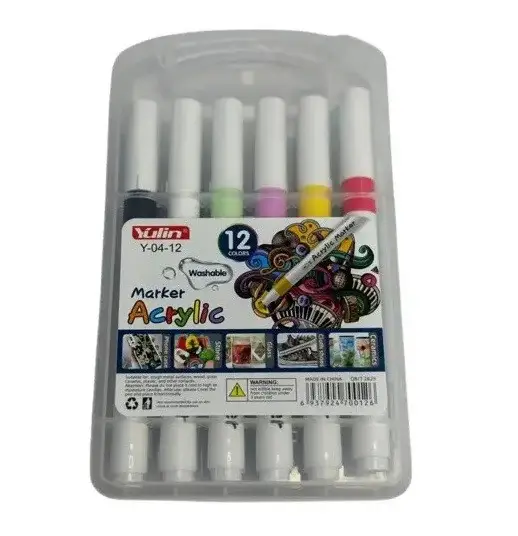 Набір акрилових маркерів 12 штук у кейсі Y 04, фото 1