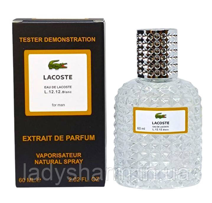 Тестер VIP Lacoste Eau De L.12.12 Blanc (Лікоста еу ель 12.12 Бланк), чоловічі 60 мл, фото 1
