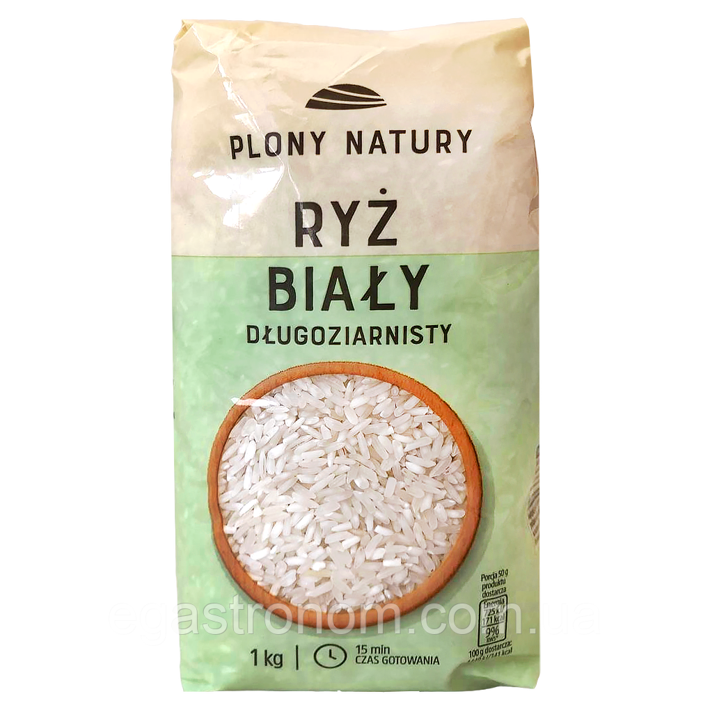 Рис білий довгозернистий Плоні Натур Plony Natury 1kg 10шт/ящ (Код: 00-00017401)