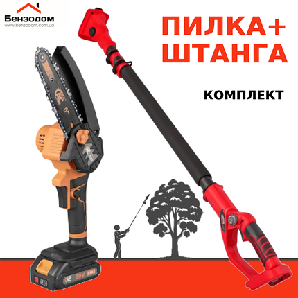 КОМПЛЕКТ: Штанга + Пила акумуляторна Tex.AC TAOE-S6O, 20 В, 2 А/год, праймер, фото 1