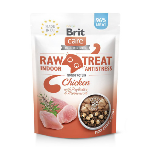 Ласощі для котів Brit Raw Treat Indoor & Antistress Freeze-dried з куркою, 40 г (*)