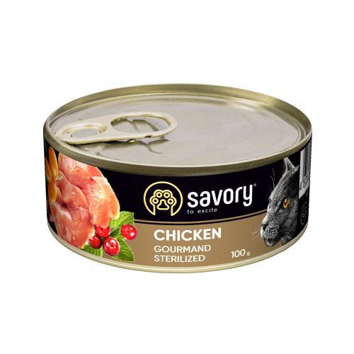 Вологий корм Savory для стерилізованих котів, з куркою, 100 г (*)